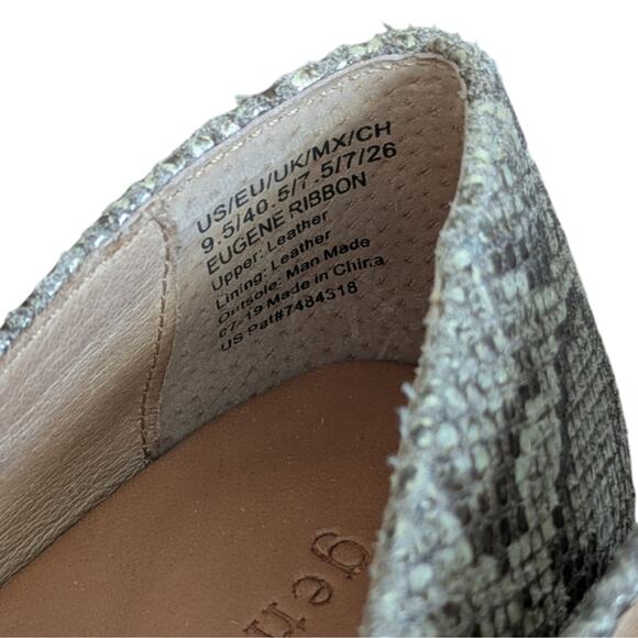 Gentle Souls Kenneth Cole Eugene Ribbon Bow Leather Snakeskin Loafers Flats 9.5 - Picture 7 of 10